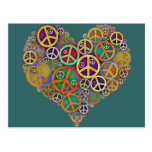 Retro Vintage Peace Heart Post Cards