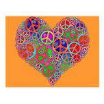 Retro Vintage Peace Heart Postcard