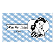 retro vintage pinup girl hair stylist gingham business card template