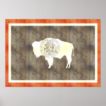 Retro Vintage Wyoming Flag Print
