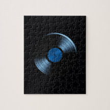 Retro Vinyl Record Album in Blue Puzzle