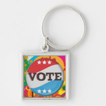 Retro Vote Badge Keychains
