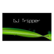 Retro Wave Business Card Black DJ Lime Green