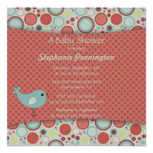 Retro whimsical polka dots baby shower invitation