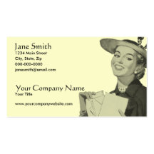 Retro Woman Holding Mail Business Cards