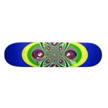 Retro yellow blue turntable design skate board decks