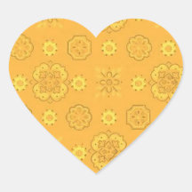 Retro Yellow Gold Heart Stickers