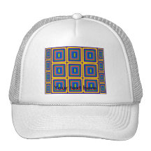 Retro yellow purple and green squares mesh hat