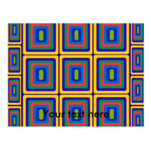 Retro yellow purple and green squares post cards
