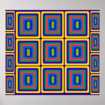 Retro yellow purple and green squares posters