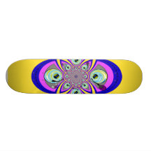 Retro yellow purple turntable design skateboards