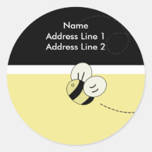 RETURN ADDRESS LABELS BEE HAPPY Bumble Bee Round Stickers