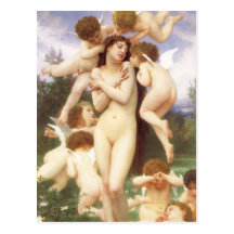 Return of Spring by Bouguereau, Vintage Angels Postcards