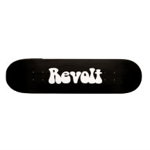 Revolt - White on Black Skateboard