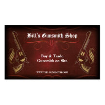 Revolver Gun & Red Leather Business Card
