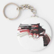 Revolver on White Key Chain