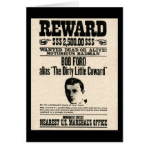 Reward Poster BOB FORD Greeting Cards