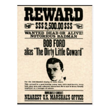 Reward Poster BOB FORD Postcard