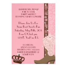 RHINESTONES, FRINGE & PINK 2 COWGIRLS Invitation