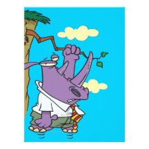 rhino hanging from tree branch funny cartoon personalized announcements