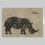 Rhinoceroses Silhouette Personalised Notecard cards