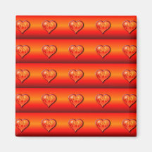 Ribbed Burning Hearts Refrigerator Magnets
