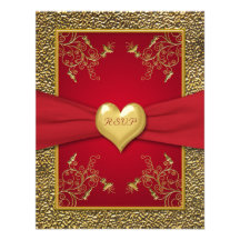 Rich Red and Gold RSVP Card Custom Announcement