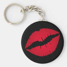Rich Red Lipstick Print Key Chain