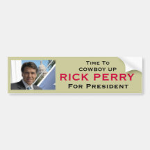 RICK PERRY Cowboy Up Campaign Bumper Sticker