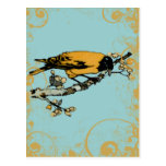 Rielaboration of Yellow Vintage Bird Illustration Post Card