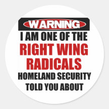 Right Wing Radical Round Sticker