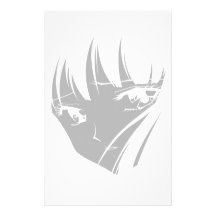 Rina Silver Manga Girl Custom Stationery