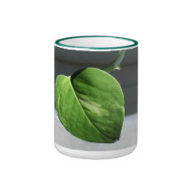 Ringer mug with green leaf.