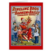 Ringling Brothers & Barnum & Bailey Vintage Clown Greeting Card
