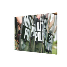 Riot control formation stretched canvas print