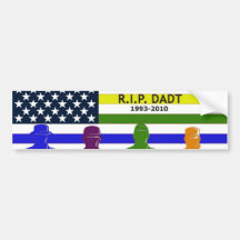 RIP DADT Ranibow Flag/Armed Forces Bumper Sticker