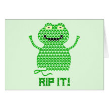Rip It! Vector Crochet Frog (Green Background) Card