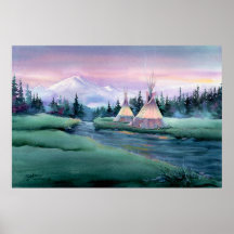 RIVER TIPI CAMP by SHARON SHARPE Print
