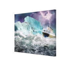 RMS Titanic and Iceberg Painting  Wrapped Canvas Stretched Canvas Prints