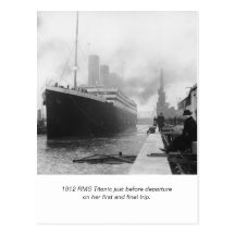 RMS Titanic before departure and poem Postcards