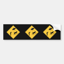 Road Sign- Cow and UFO Bumper Stickers