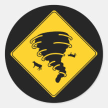 Road Sign- Tornado Round Sticker