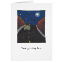 Road trip driving at night art landscape drawing cards