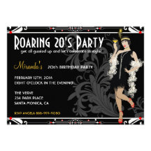Roaring 20's Flapper Girl Retro Invitations