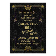 Roaring 20s Twenties Art Deco 50th Birthday Party Custom Invite