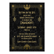Roaring 20s Twenties Art Deco Engagement Party Custom Announcement