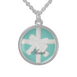 Robin Egg Blue and White Bow Necklace