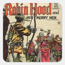 Robin Hood Comic Book Square Stickers