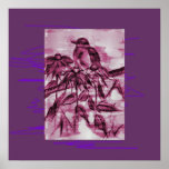 Robin on a wire poster print