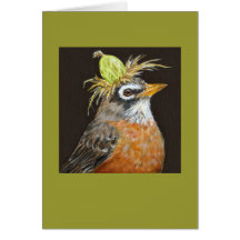 robin with gooseberry card